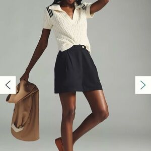 Anthropology Maeve Cable-Knit Polo Sweater Tee